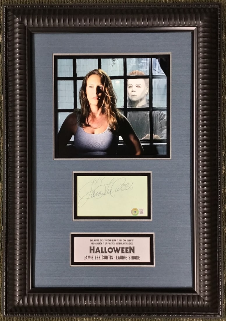 Jamie Lee Curtis Halloween Signed Cut Signature Custom Framed Beckett COA (1 of 8)