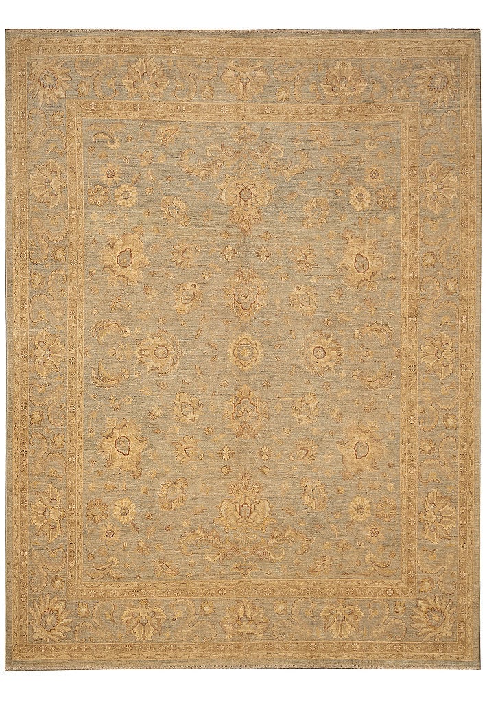 8.1 x 9.11 Light Sage Green Ziglar Chobi Peshawar Wool Rug Handwoven (1 of 17)