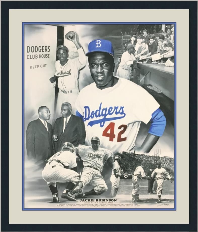Jackie Robinson Brooklyn Dodgers Custom Framed Print by Wishum Gregory (1 of 5)