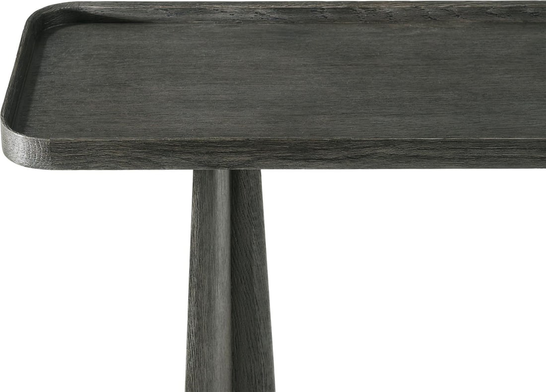Theodore Alexander Charcoal Oak Console Table 32H 60W 16D: Theodore Alexander Charcoal Oak Console Table 32H 60W 16D Introducing a stunning console table that embodies modern elegance, finished in a sophisticated charcoal oak. This versatile piece is perfect