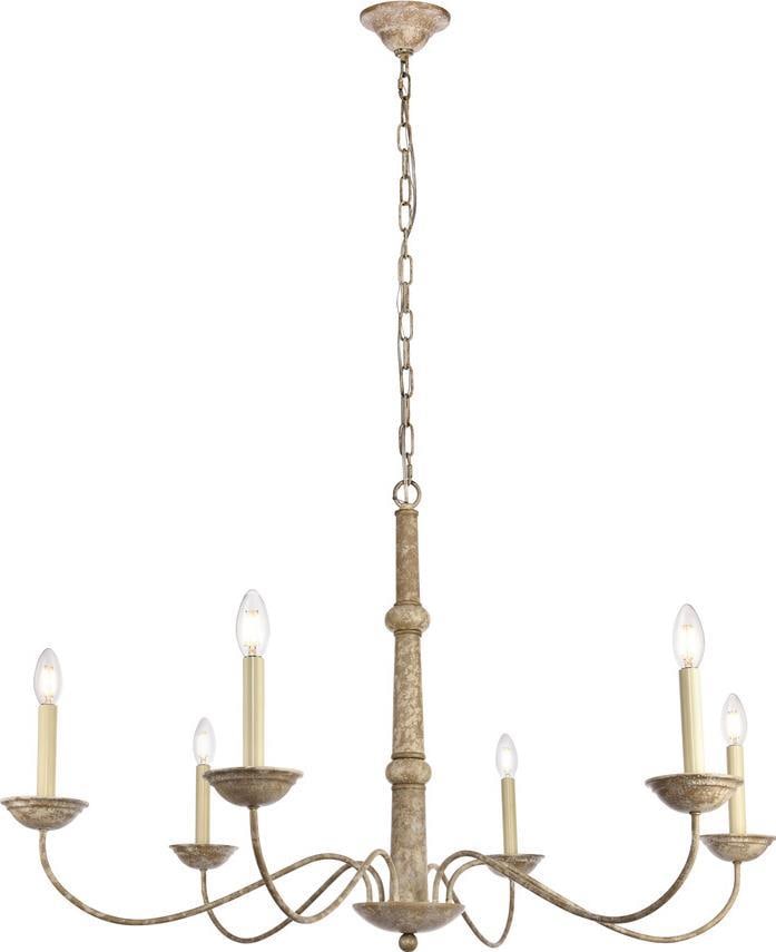 Elegant Lighting Merritt Candle Style Bowl Chandelier Weathered Dove Finish (1 of 1)