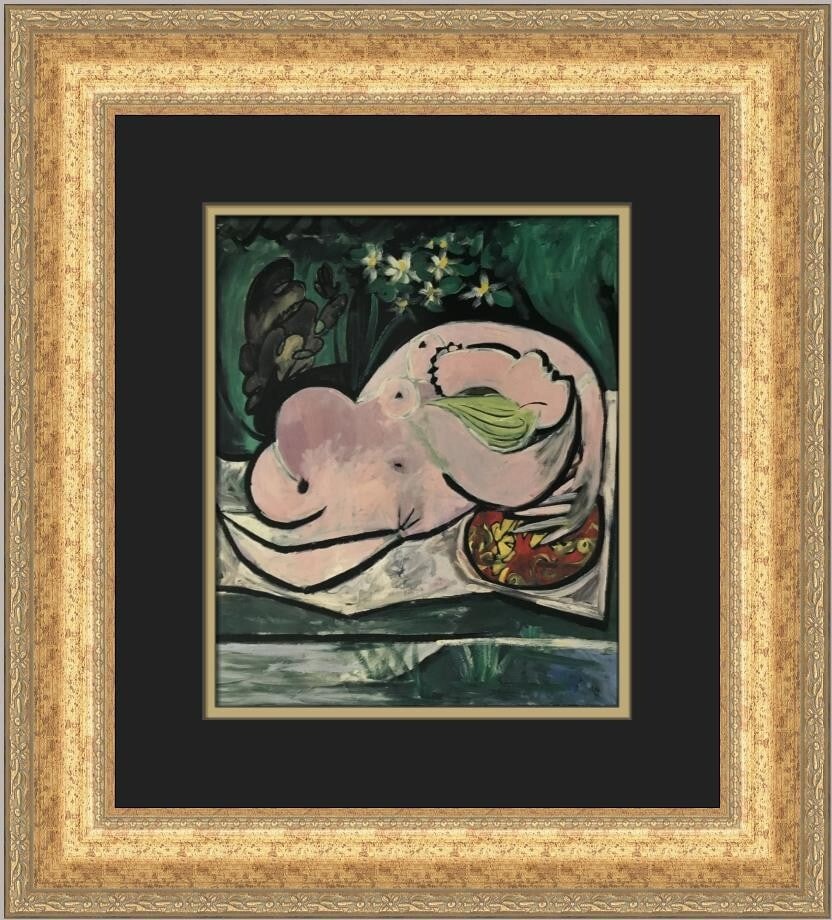 Pablo Picasso Nude Asleep in Landscape Custom Framed Print 18 x 17: Pablo Picasso Nude Asleep in Landscape Custom Framed Print 18 x 17 This stunning custom framed print titled "Nude Asleep in a Landscape" by Pablo Picasso is a beautiful representation of Abstract Expr