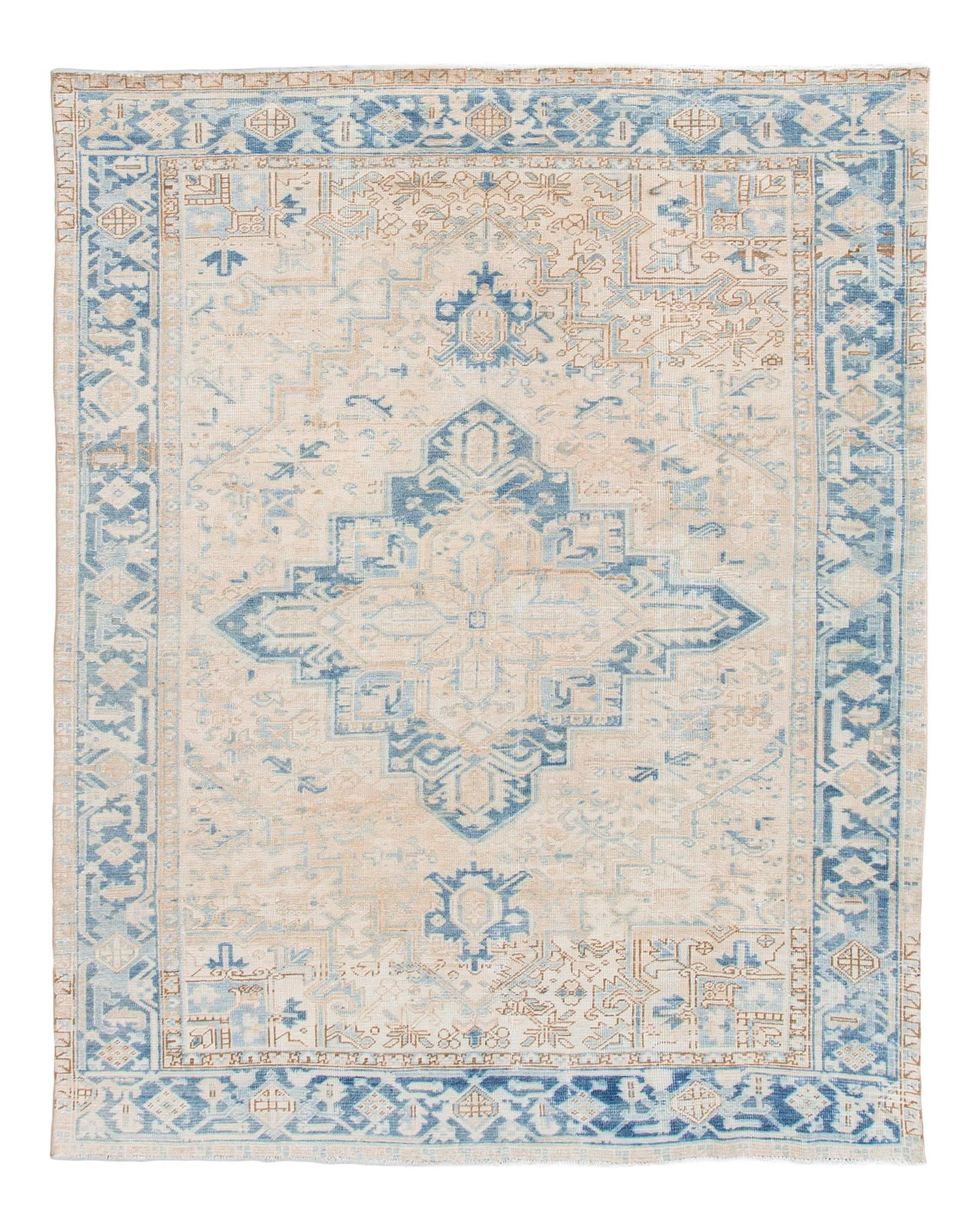 Antique Persian Heriz Handmade Wool Rug 7'2 x 9'1 Floral Design: Antique Persian Heriz Handmade Wool Rug 7'2 x 9'1 Floral Design Enhance your space with this exquisite antique Persian Heriz handmade rug, crafted from luxurious wool. Featuring a stunning beige field