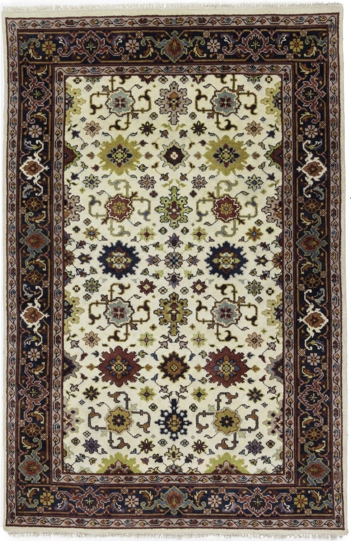 Wool Hand-Knotted Floral Chobi Area Rug 6x9 Modern Traditional Indian Carpet (1 of 18)