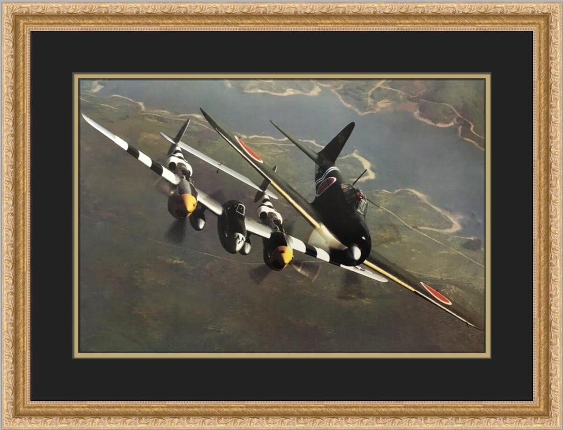 Lockheed Lightning Mitsubishi Zero Custom Framed Print by Philip Makanna (1 of 2)