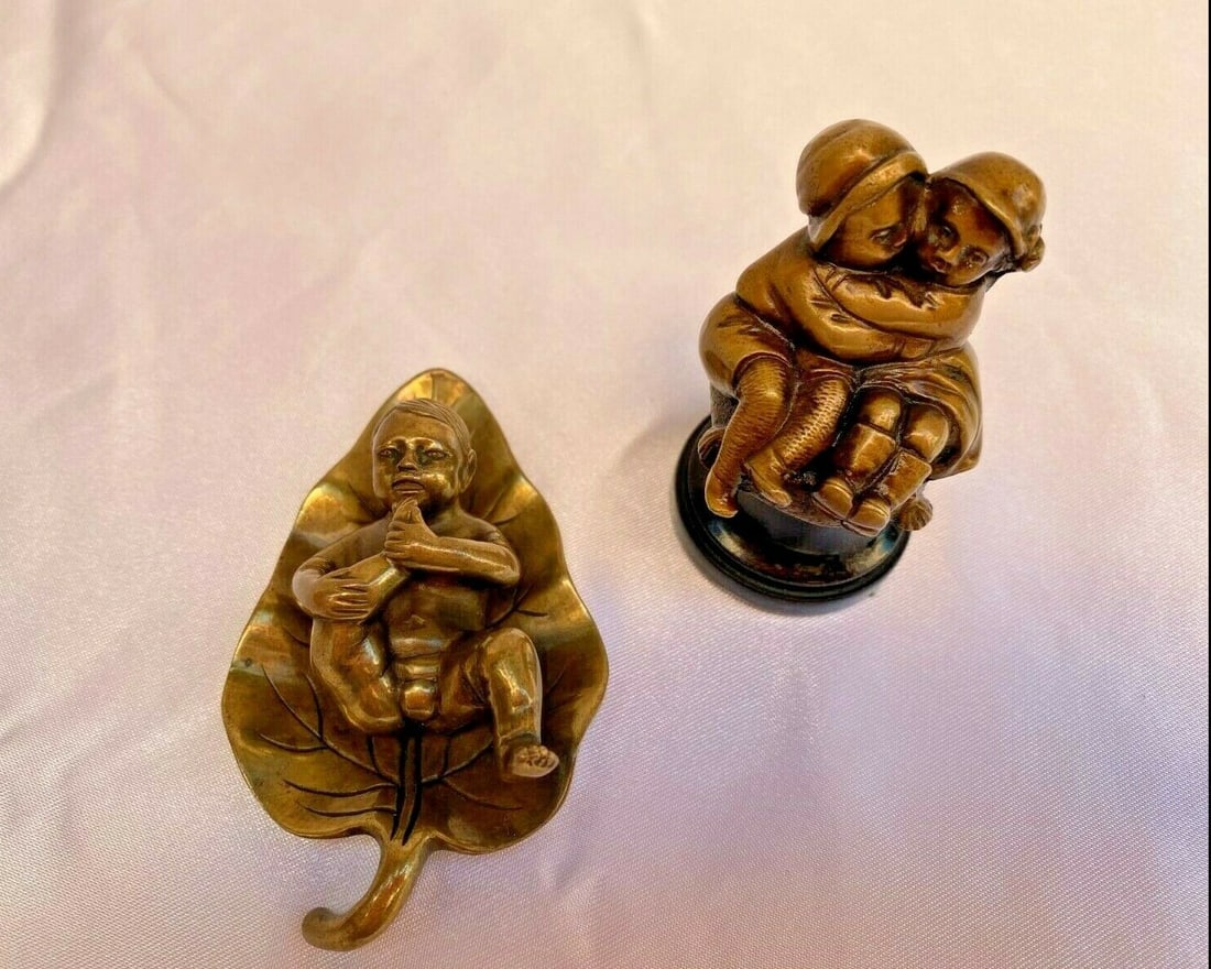 19th Century French Miniature Bronze Children Figurines Set of 2 (1 of 9)