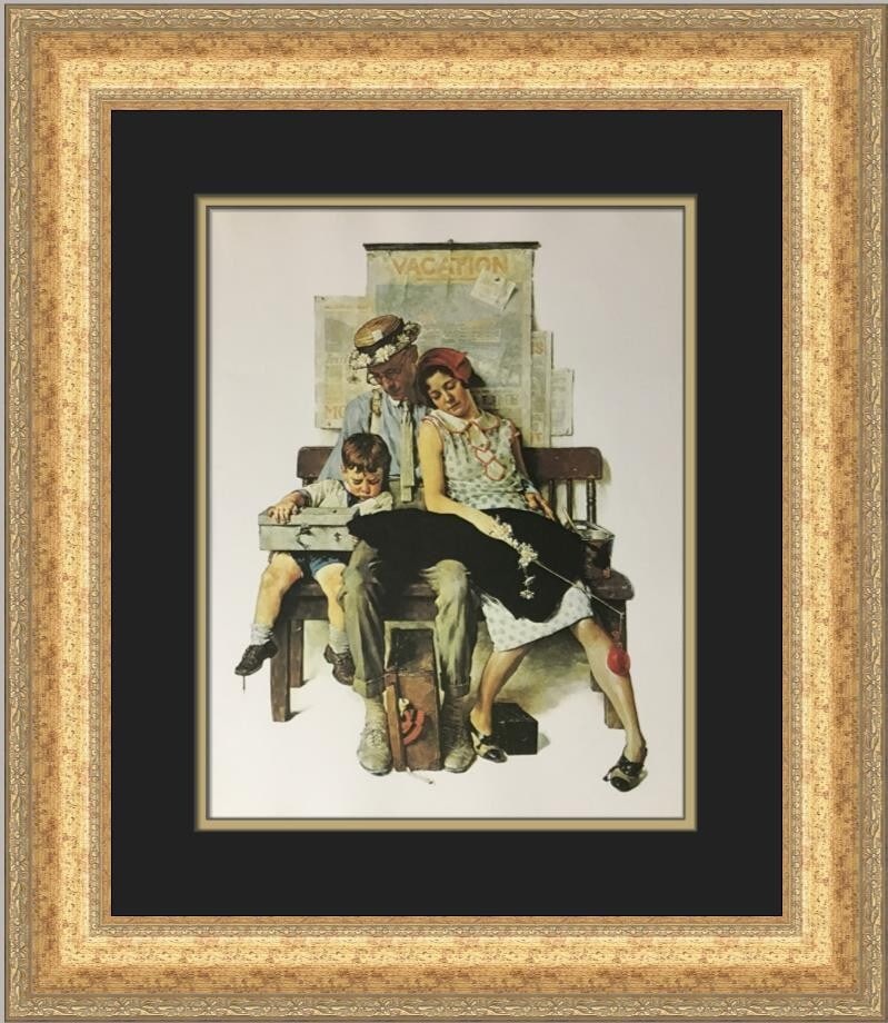 Norman Rockwell Home From Vacation Custom Framed Print 1977 Americana Art: Norman Rockwell Home From Vacation Custom Framed Print 1977 Americana Art This stunning custom framed print titled "Home From Vacation" by renowned artist Norman Rockwell captures the essence of Ameri