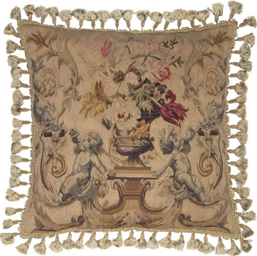 Provence Home Handwoven Wool Pillow 24x24 Aubusson Cherubs (1 of 1)
