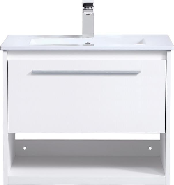 Elegant Lighting 24" White Floating Bathroom Vanity with Brushed Nickel Finish: Elegant Lighting 24" White Floating Bathroom Vanity with Brushed Nickel Finish Introducing the Modern Elegance 24" White Floating Vanity, designed to enhance your bathroom with its stylish and functio