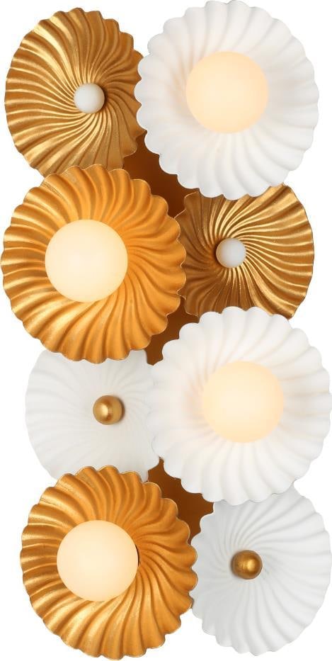 Kalco Damask Brass Wall Sconce 16H 8W 5D Dimmable 4 Bulb: Kalco Damask Brass Wall Sconce 16H 8W 5D Dimmable 4 Bulb Enhance your space with this elegant vintage-style brass wall sconce, perfect for adding a touch of sophistication to any decor. Measuring 16 i