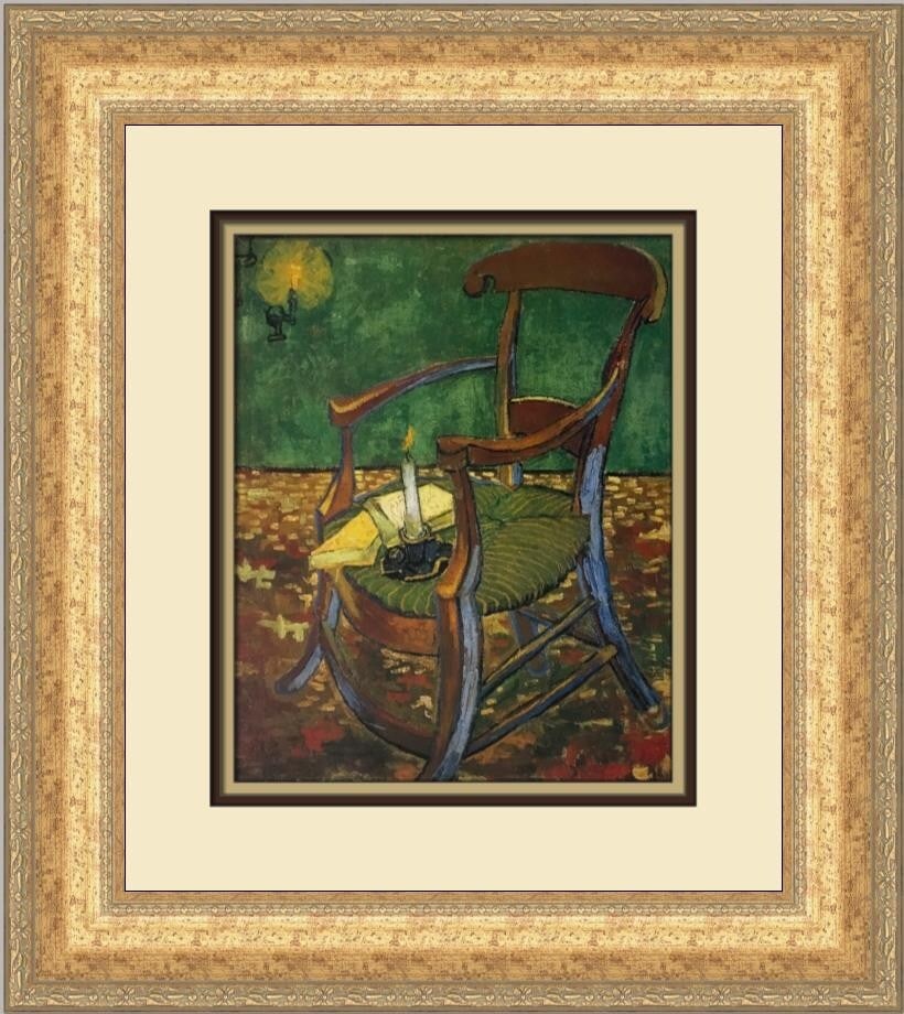 Vincent Van Gogh The Arm Chair of Paul Gaguin Custom Framed Print 18 x 17: Vincent Van Gogh The Arm Chair of Paul Gaguin Custom Framed Print 18 x 17 This stunning custom framed print features Vincent Van Gogh's artwork titled 'The Arm Chair of Paul Gaguin.' Measuring 18 x
