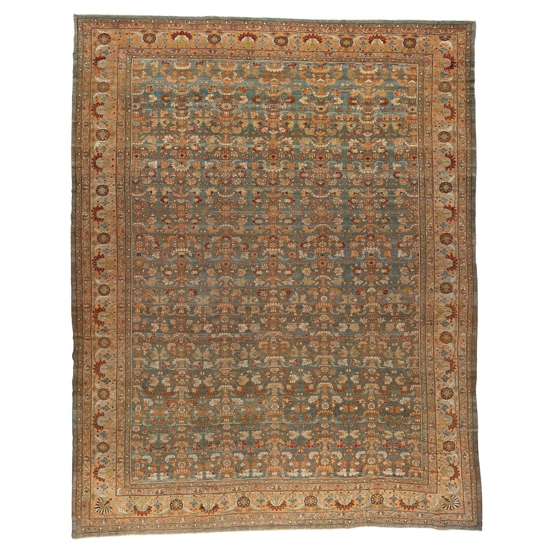 Antique Persian Malayer Rug 14'4 x 18'1 Hand-Knotted Wool Early 20th Century: Antique Persian Malayer Rug 14'4 x 18'1 Hand-Knotted Wool Early 20th Century This stunning oversize antique Malayer rug from the early 20th century features a beautiful all-over floral repetitive desi