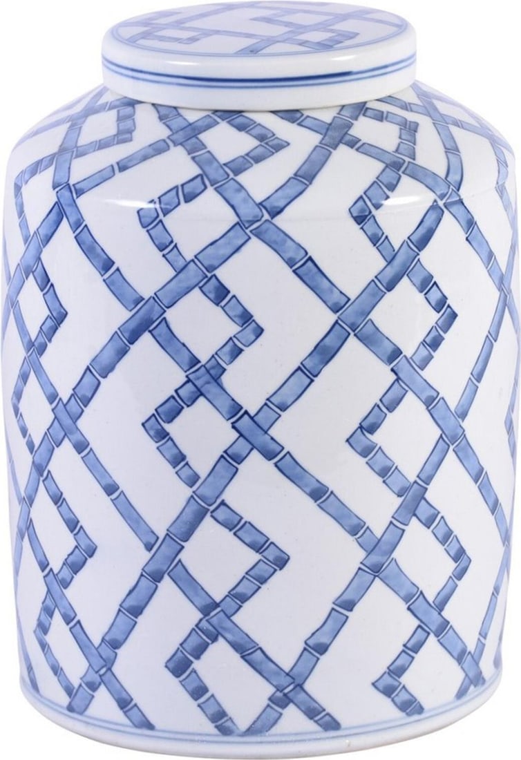 Handmade Chinoiserie Bamboo Joints Porcelain Tea Storage Jar (1 of 2)
