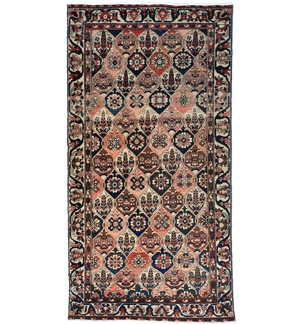 Vintage Hand-Knotted Floral Oriental Rug 5'0 x 9'6 Wool Semi-Antique (1 of 12)