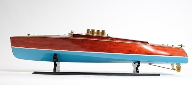Hand-Crafted Dixie II Racing Boat Model in Brass and Mahogany (1 of 14)