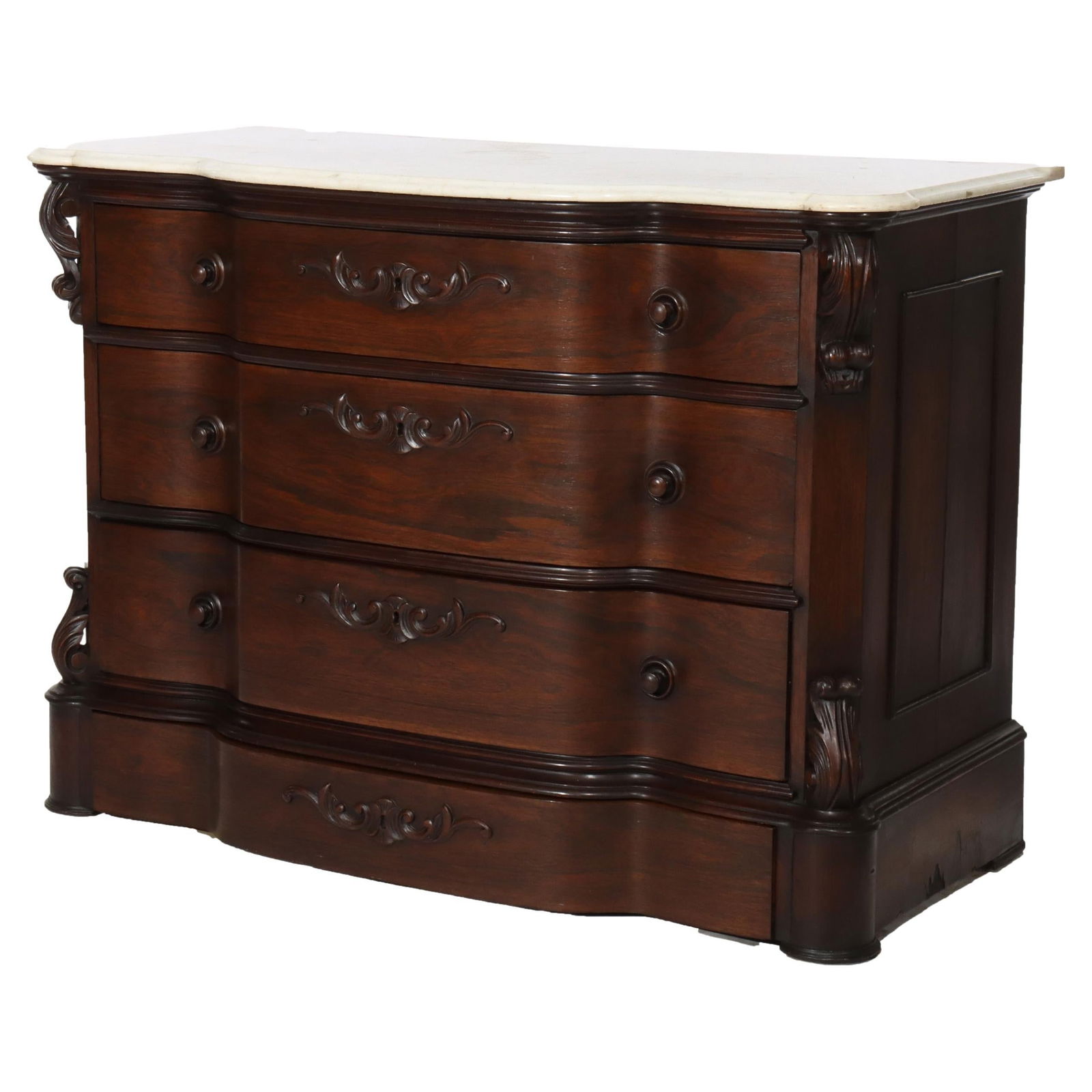 Antique Belter School Rosewood 4-Drawer Marble Top Dresser c1860 (1 of 18)