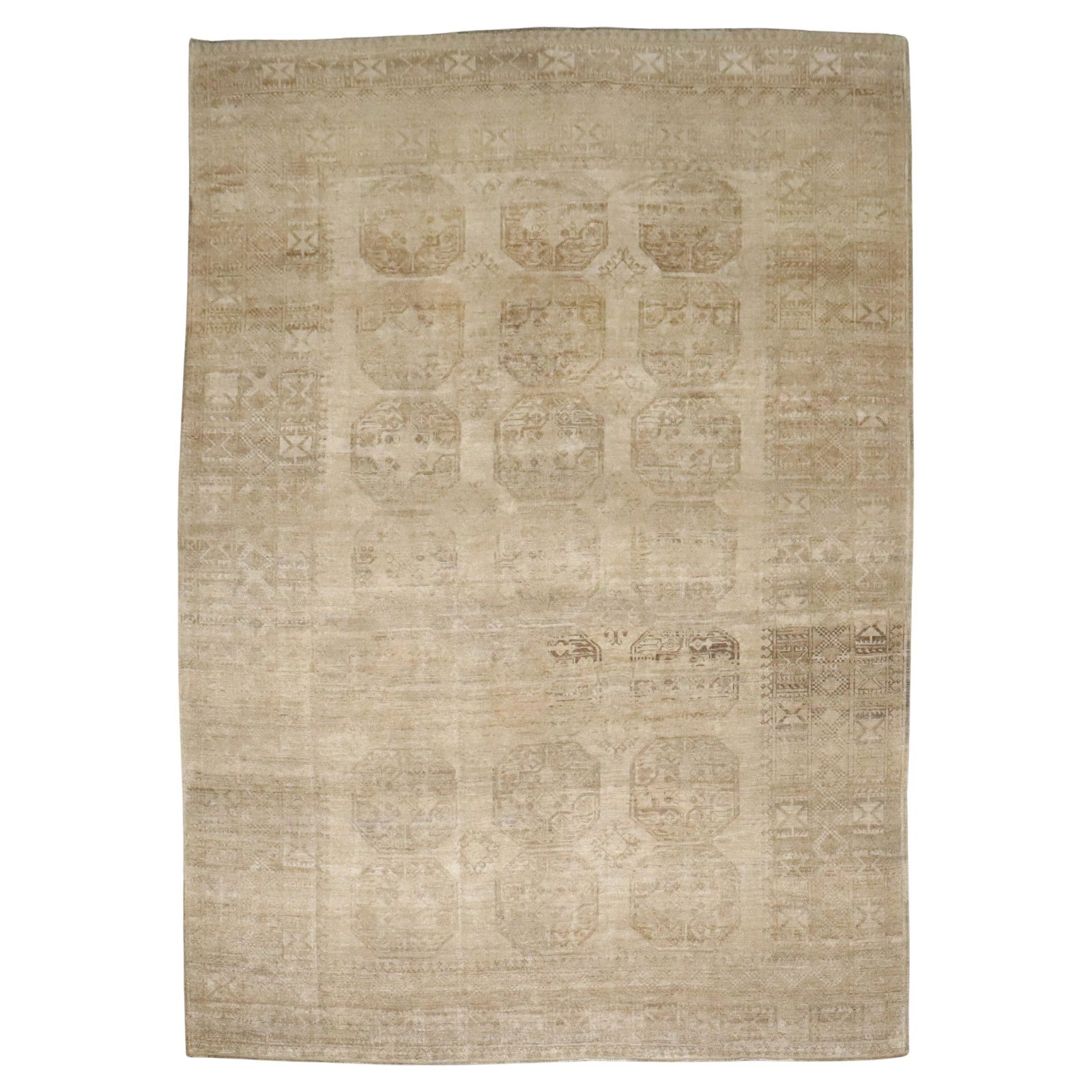 Antique Afghan Ersari Hand-Knotted Wool Rug 100 x 135 in: Antique Afghan Ersari Hand-Knotted Wool Rug 100 x 135 in This exquisite Antique Afghan Ersari Rug showcases a beautiful tribal design, hand-knotted with high-quality wool. The rug features neutral col