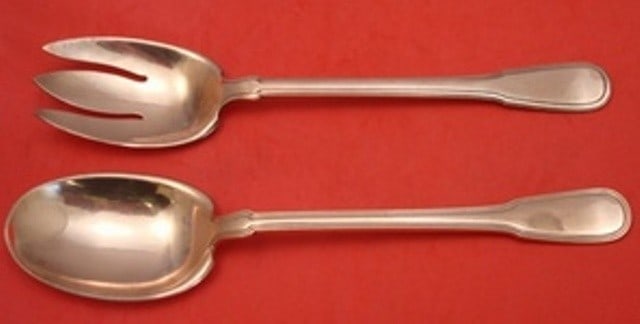 Rare Hamilton Salad Serving Set by Tiffany & Co. Copper Sample: Rare Hamilton Salad Serving Set by Tiffany & Co. Copper Sample Discover the rare Hamilton aka Gramercy Salad Serving Set by Tiffany & Co., crafted from high-quality copper. This exquisite set, measuri