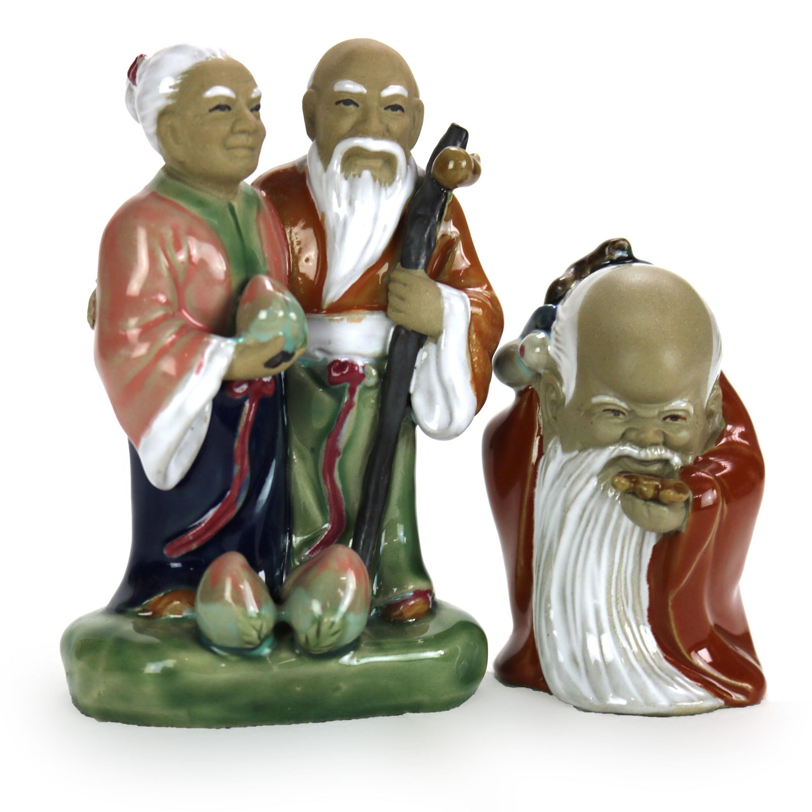 Set of 2 Signed 20th Century Japanese Pottery Figural Groups (1 of 6)