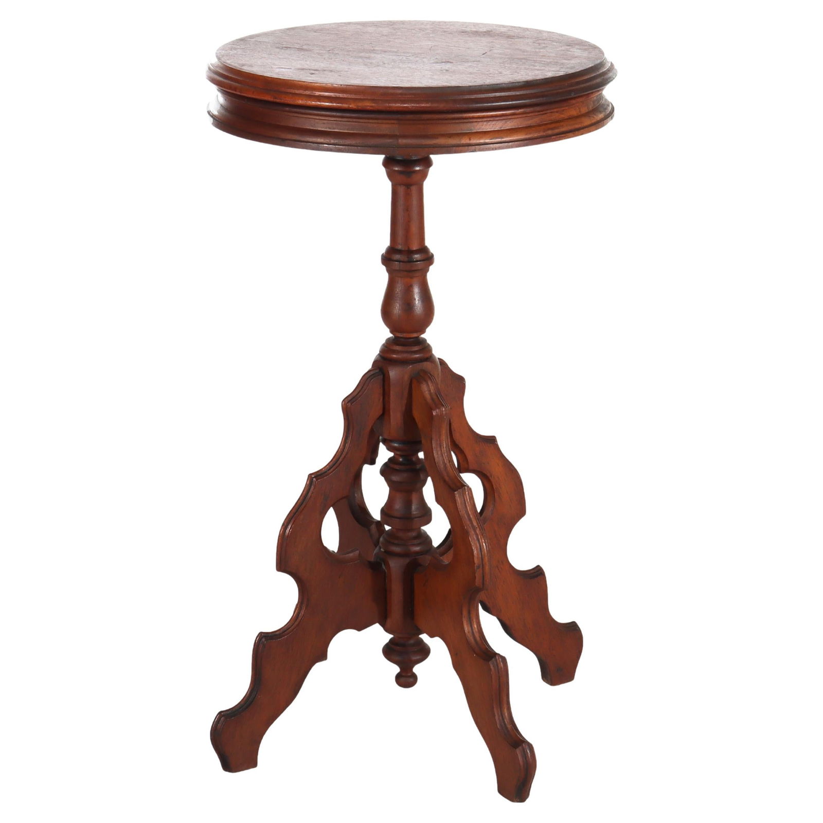 Victorian Era Walnut Round Drink Stand Circa 1900 (1 of 9)