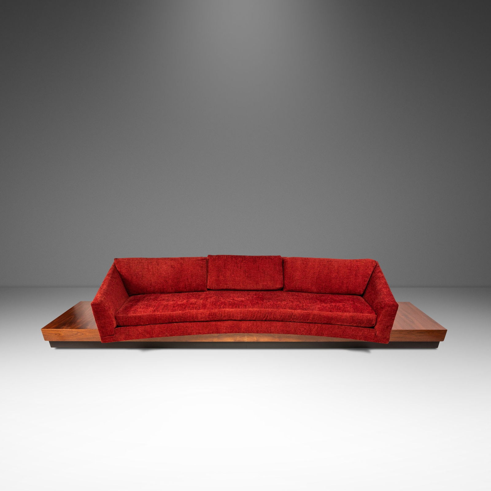 12-Foot Adrian Pearsall Brutalist Platform Sofa in Walnut & Red Wool (1 of 10)