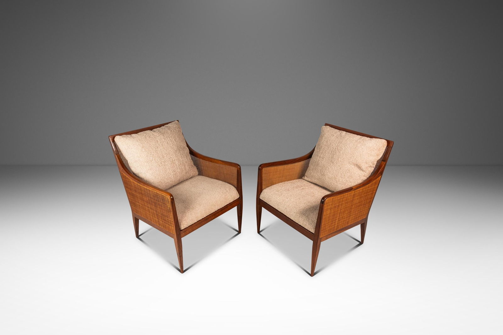 Pair of 1950s Walnut Caned Lounge Chairs by Kipp Stewart for Directional (1 of 18)