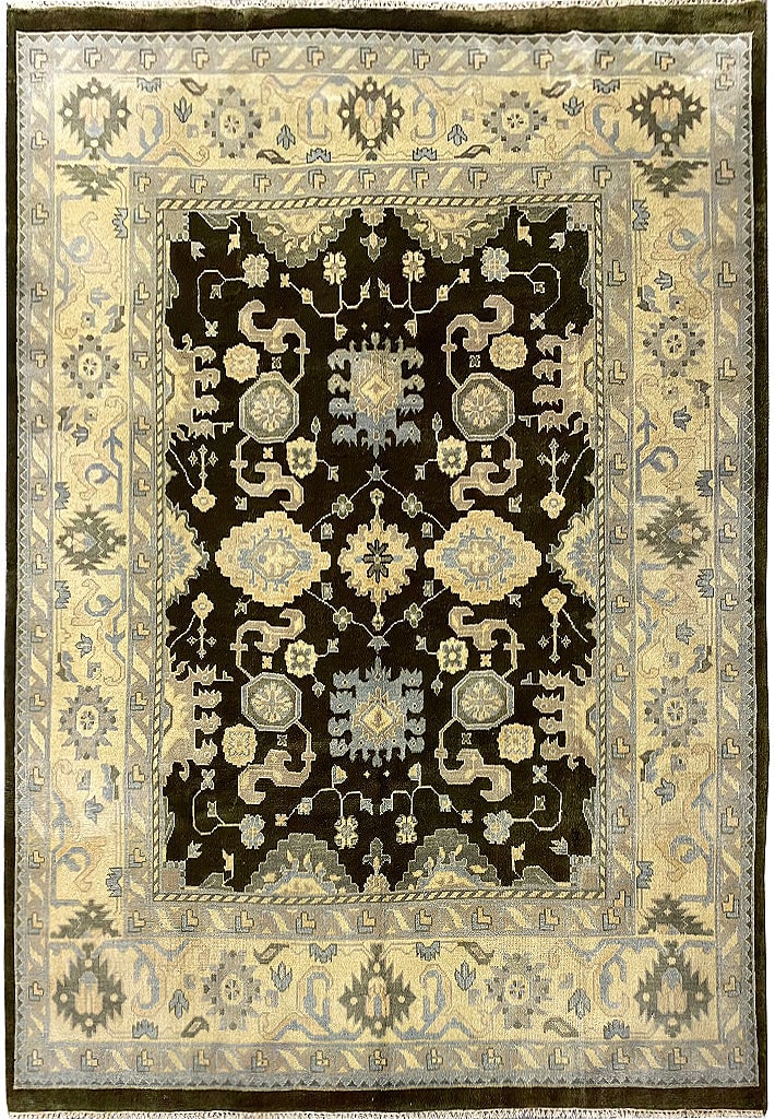 8.3 x 10 Hand-Knotted Fine Wool Agra Rug Dark Green (1 of 11)