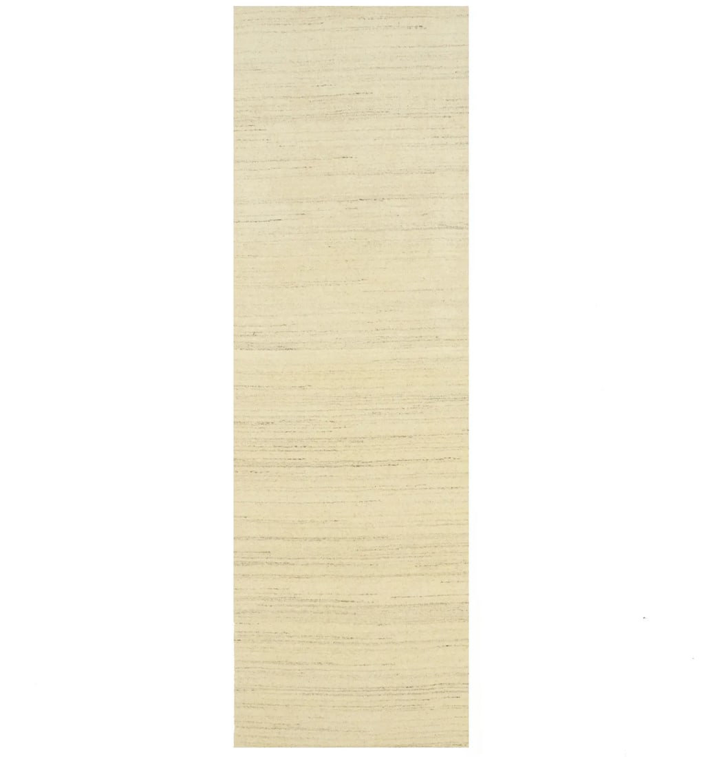 Solid Cream Hand-Loomed Gabbeh Wool Runner Rug 2'7 x 7'9 Modern Decor (1 of 13)