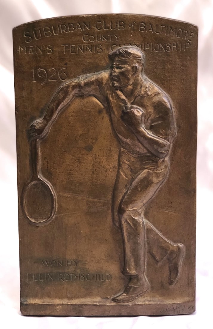 1926 Bronze Men's Tennis Championship Award Plaque by Jack Lambert (1 of 4)
