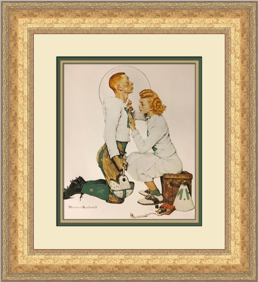 Norman Rockwell Letterman Custom Framed Print 1979 Photorealism Art: Norman Rockwell Letterman Custom Framed Print 1979 Photorealism Art This stunning custom framed print features the iconic work of celebrated artist Norman Rockwell, titled "Letterman." Measuring 20 in