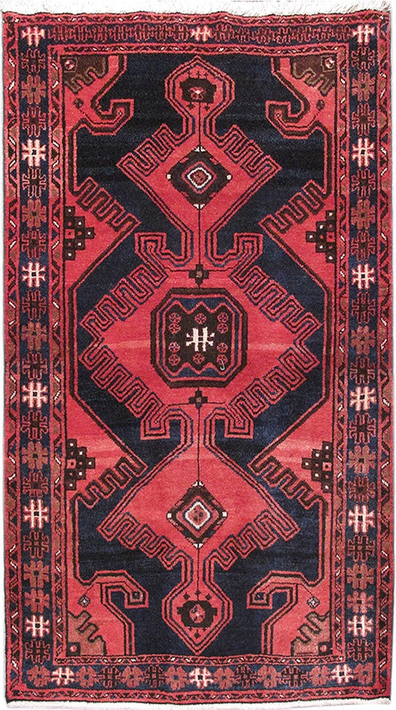 3'10" x 5'6" Light Red Persian Hamadan Hand-Knotted Area Rug (1 of 6)