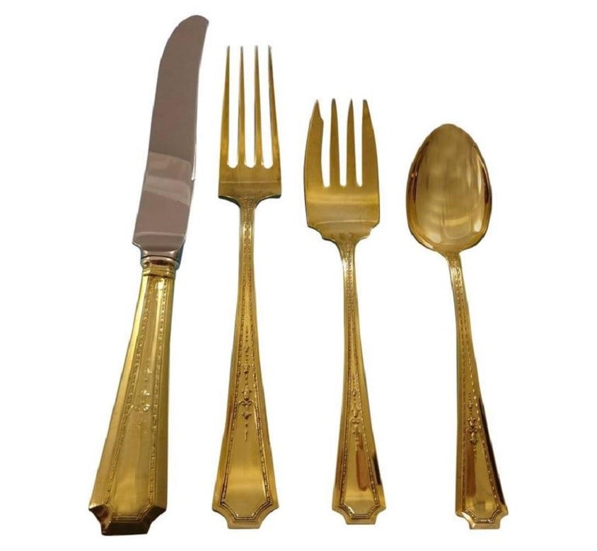 Durgin-Gorham Colfax 48 Pc Sterling Silver Vermeil Flatware Set (1 of 5)