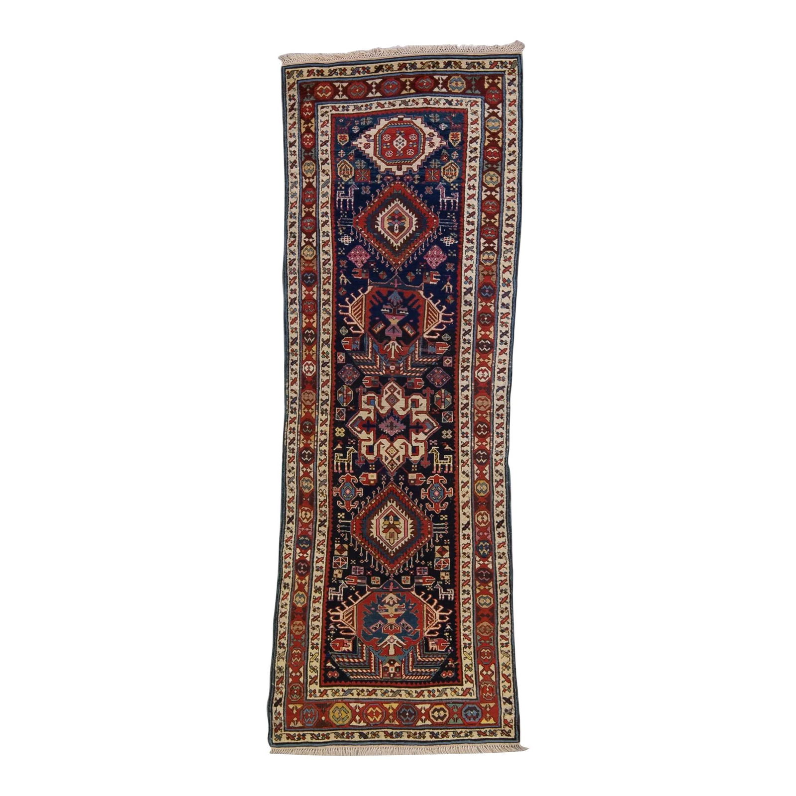 Antique North West Persian Wool Runner Tribal Motif 3'4 x 9'6 (1 of 10)