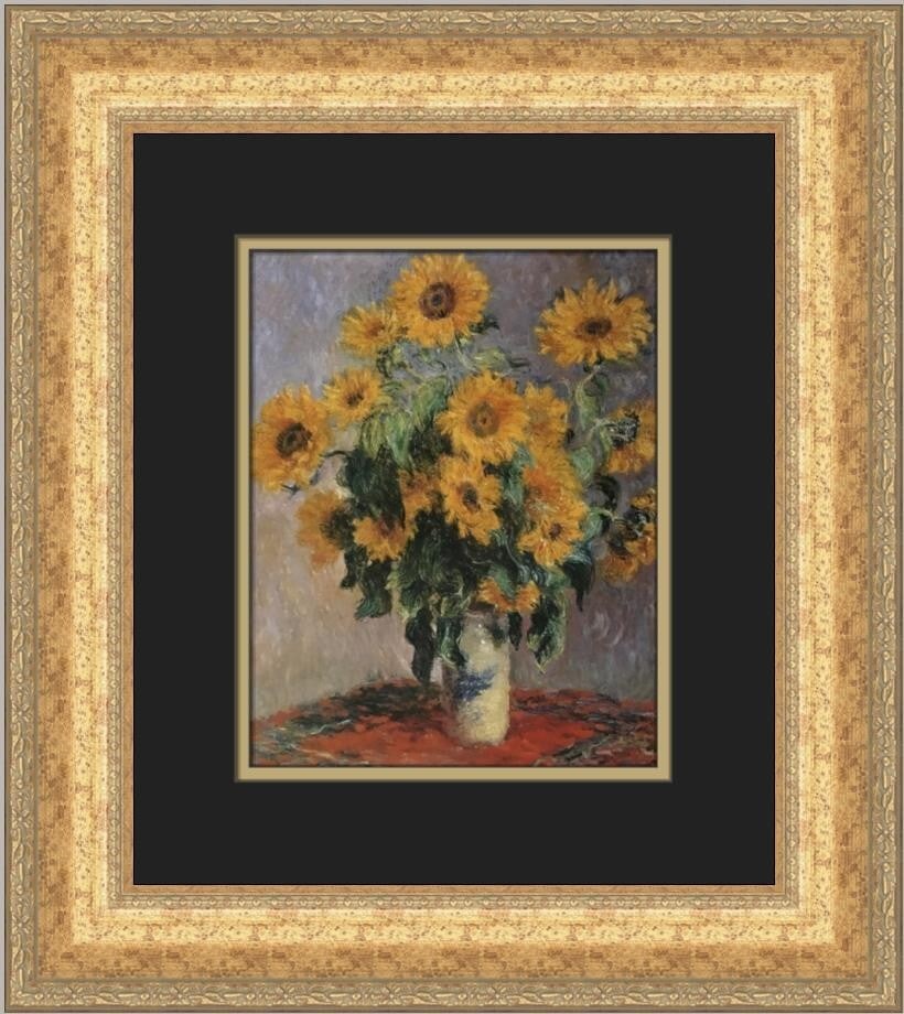 Claude Monet A Vase of Sunflowers Custom Framed Art Print 19x16 (1 of 2)
