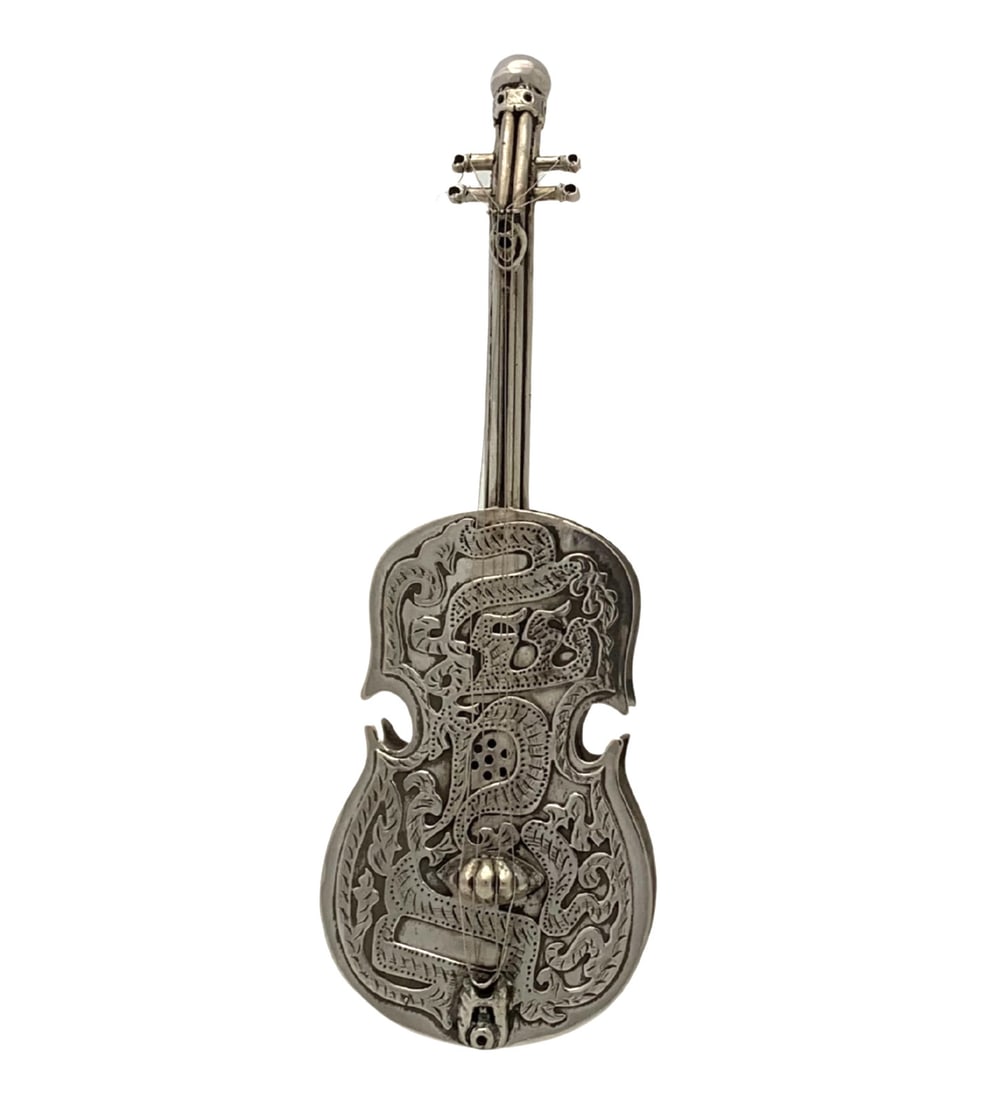 Handmade 925 Sterling Silver Ornate Violin Besamim Holder 7 Inches (1 of 5)