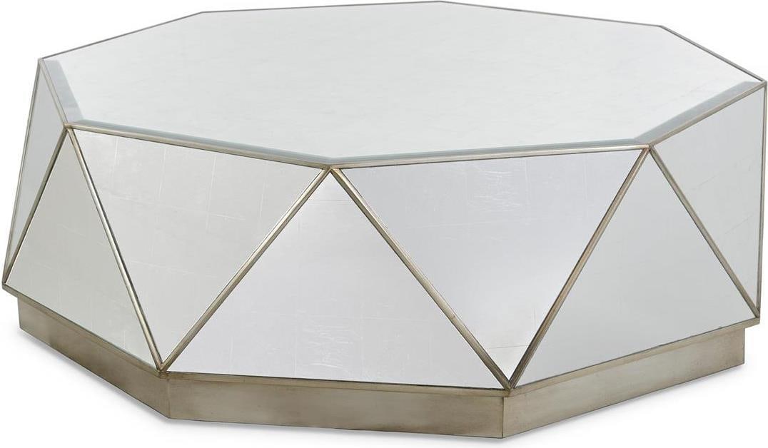 John-Richard Contemporary Cocktail Table Silver Leaf Base 17H 52W 52D (1 of 2)