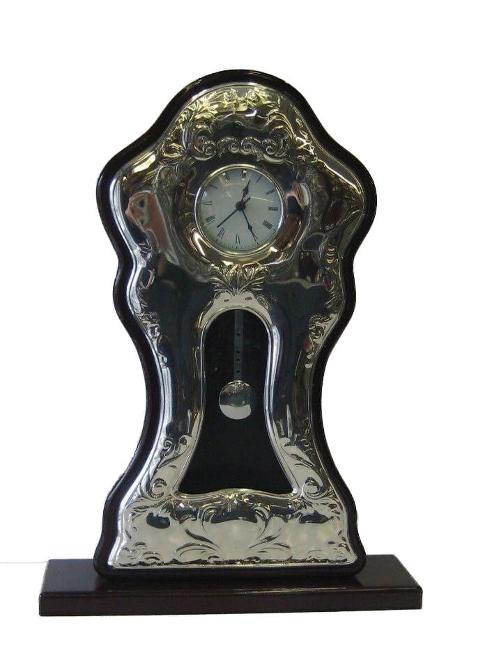 Italian Silver Laminate Wood Ornate Swirl Grandfather Clock 15.5" (1 of 3)