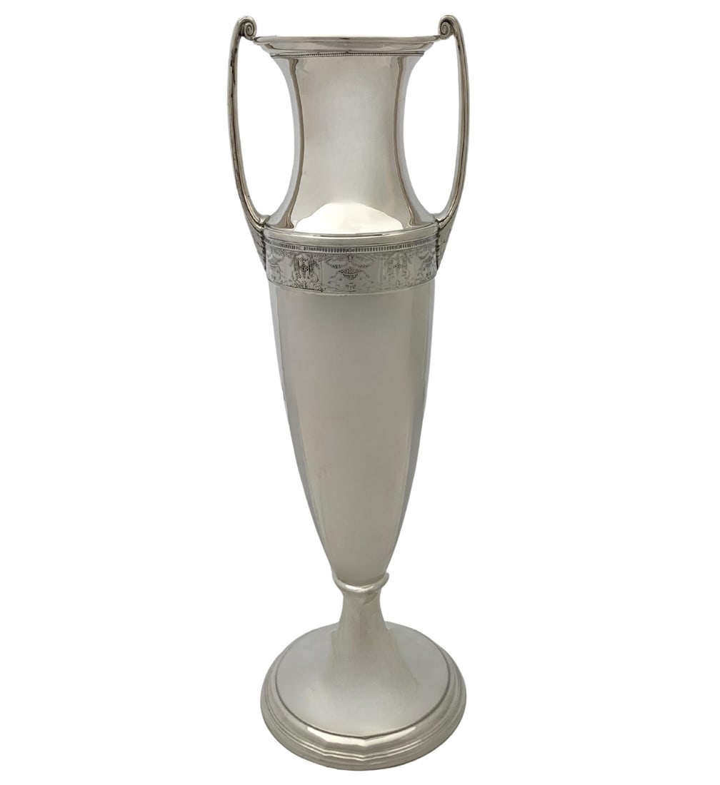 Antique 17 Inch Handmade 925 Sterling Silver Flower Vase (1 of 3)