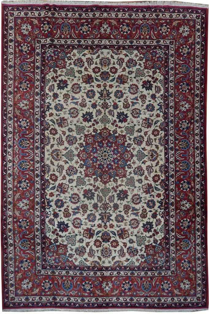 Genuine Persian Esfahan Wool Rug 8.9 x 12.6 Premium Quality: Genuine Persian Esfahan Wool Rug 8.9 x 12.6 Premium Quality Free continental US Shipping Enhance your living space with this exquisite 8.9 x 12.6 Fine Quality Genuine Persian Esfahan Wool Rug. This lu