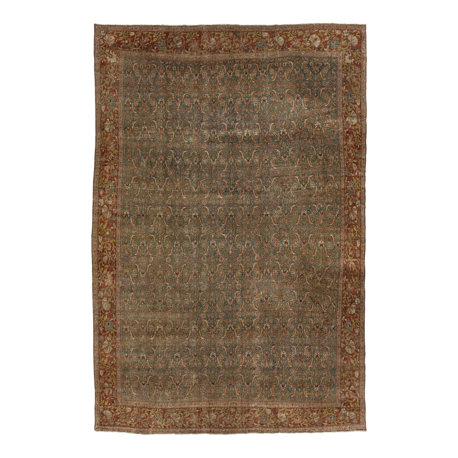 Antique Persian Bidjar Wool Rug 8'6 x 12'9 Blue Floral Design (1 of 10)