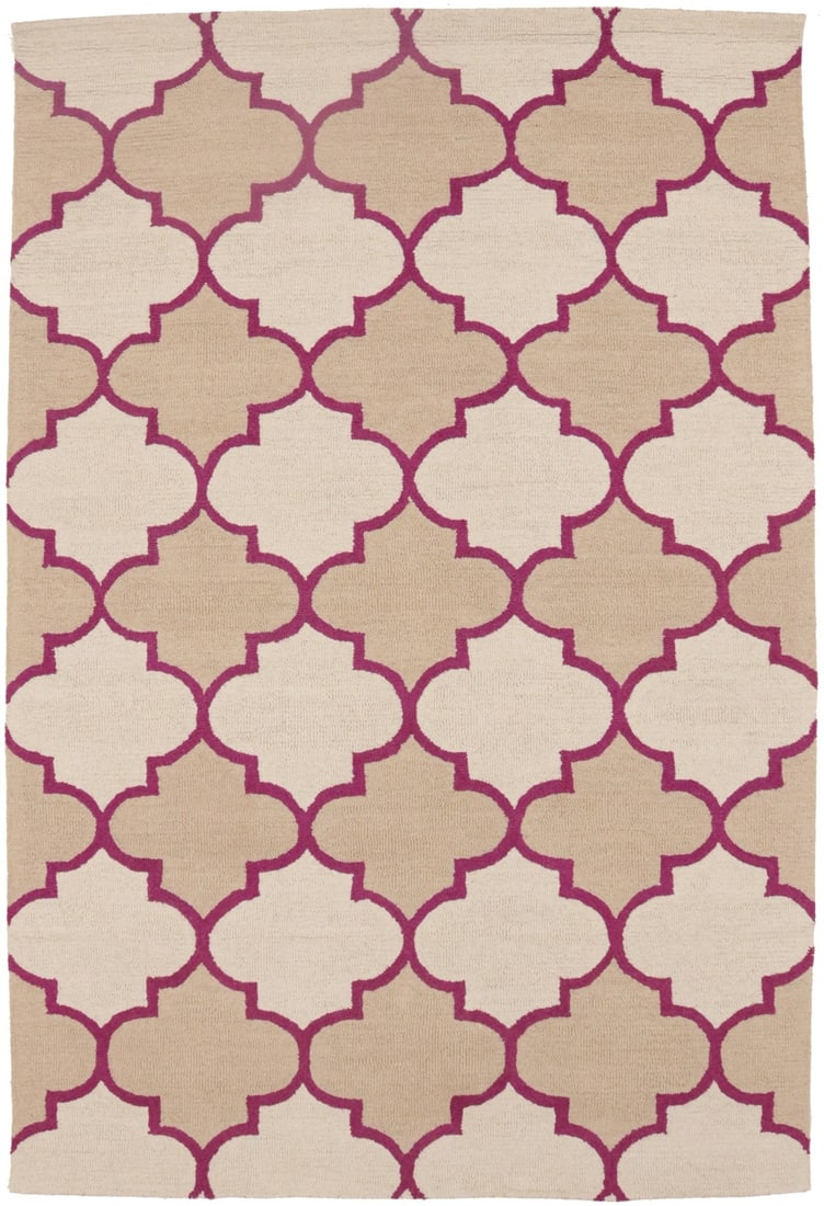 Modern Hand-Tufted Wool Area Rug 5'X8' Cream Beige Fuchsia Tie-Dye: Modern Hand-Tufted Wool Area Rug 5'X8' Cream Beige Fuchsia Tie-Dye Elevate your space with this stunning hand-tufted modern rug, featuring a vibrant cream, beige, and fuchsia tie-dye design. Perfect f