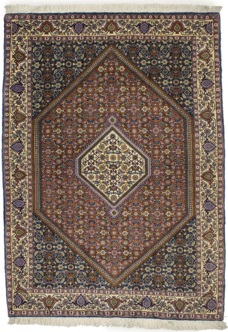 Vintage Handmade Wool Oriental Rug Orange-Red Geometric Floral 3'11 x 5'7 ft (1 of 16)