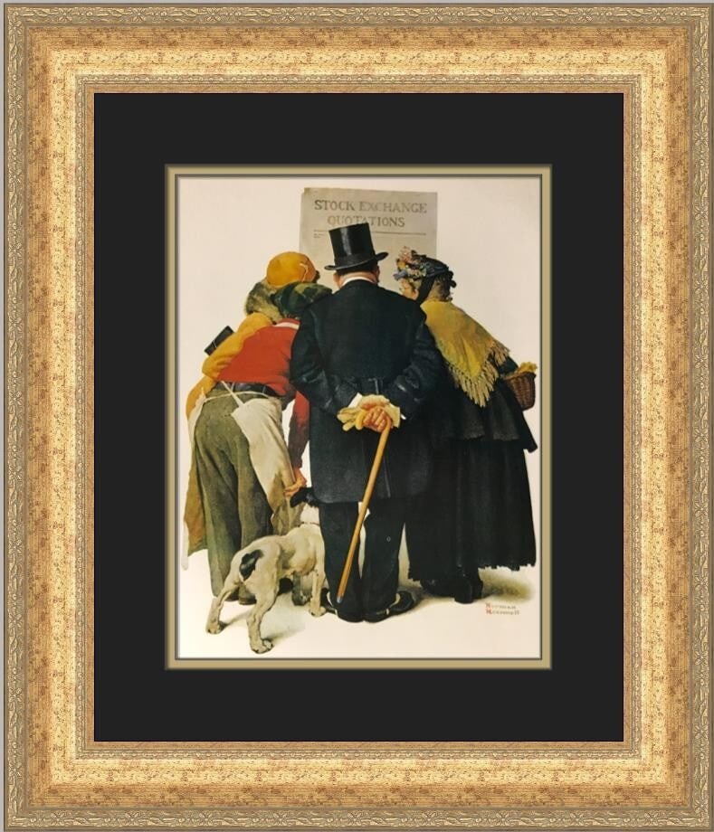 Norman Rockwell Stock Exchange Quotes Custom Framed Art Print 20x18 (1 of 2)