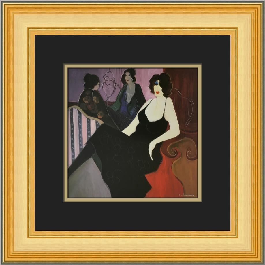 Itzchak Tarkay Evening Talk Custom Framed Art Print 16x16 (1 of 2)