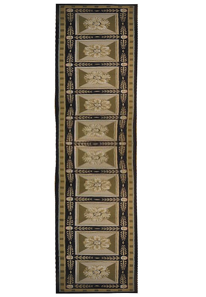 Elegant Black Hand-knotted Needlepoint Rug 2'8 x 17'9 China (1 of 6)