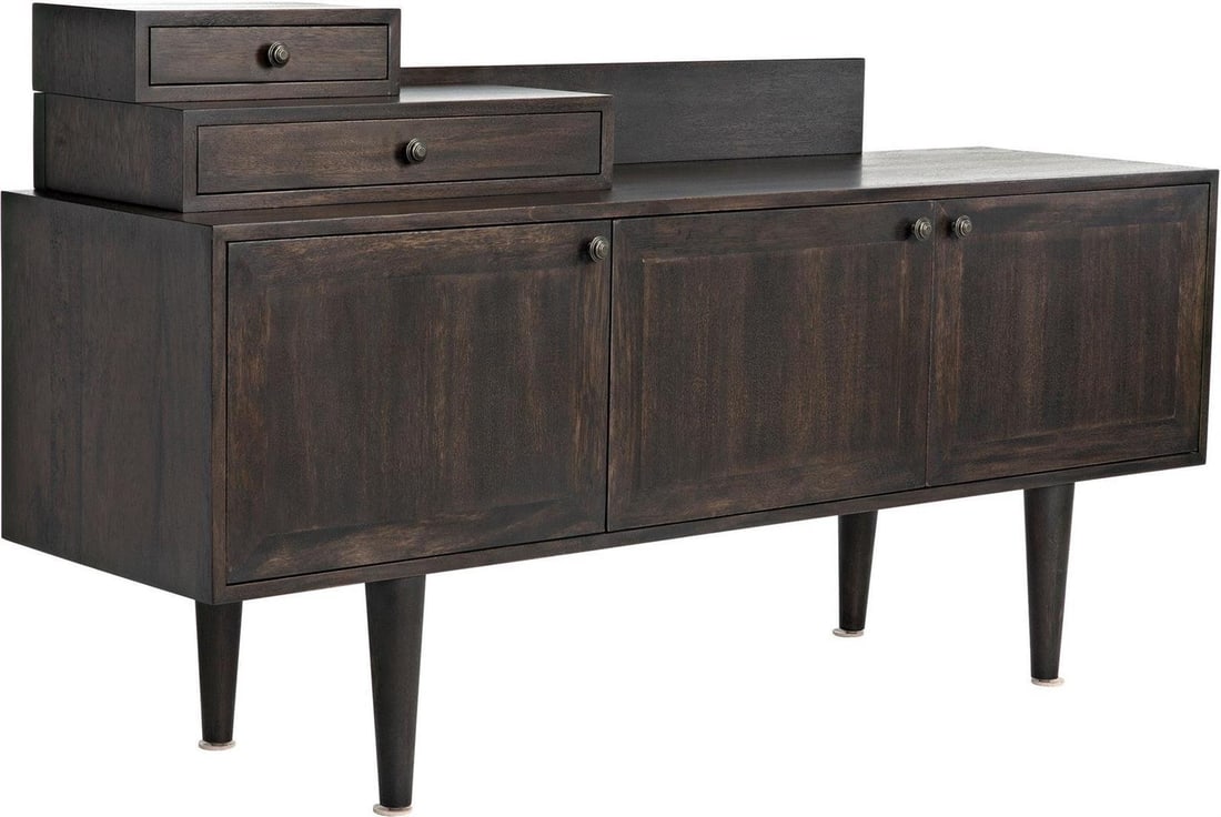 Hermes French Style Ebony Walnut Sideboard by Noir: Hermes French Style Ebony Walnut Sideboard by Noir Introducing the Hermes Ebony Walnut Sideboard, a stunning piece that exemplifies French style elegance. This sideboard features a rich ebony walnut f
