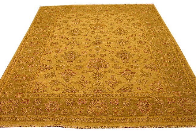Handmade Peshawar Natural Wool Rug 6.8 x 8.4 Beige Green (1 of 7)