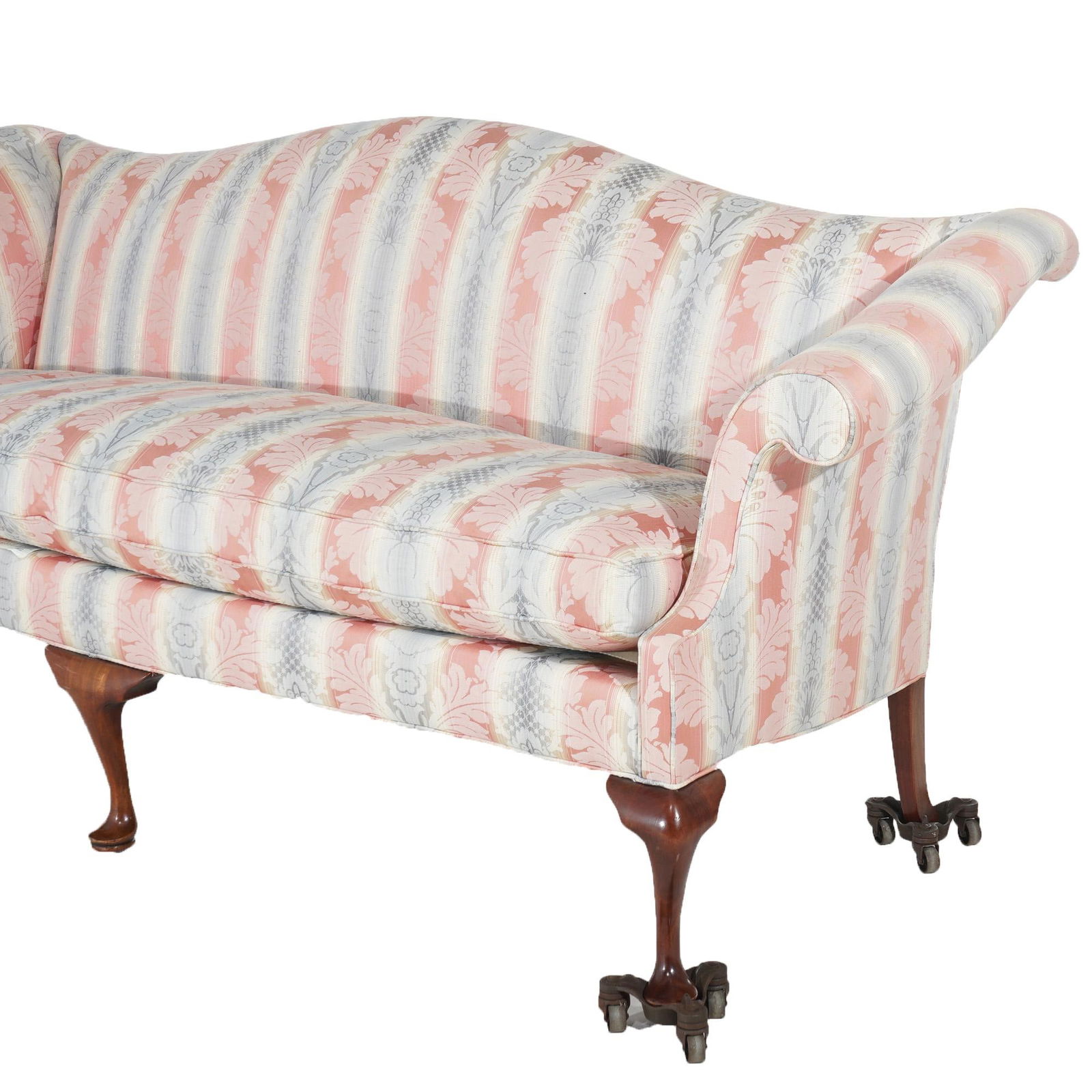 Vintage J. M. Walton Queen Anne Camel Back Sofa Floral Upholstery 20th Century - 2