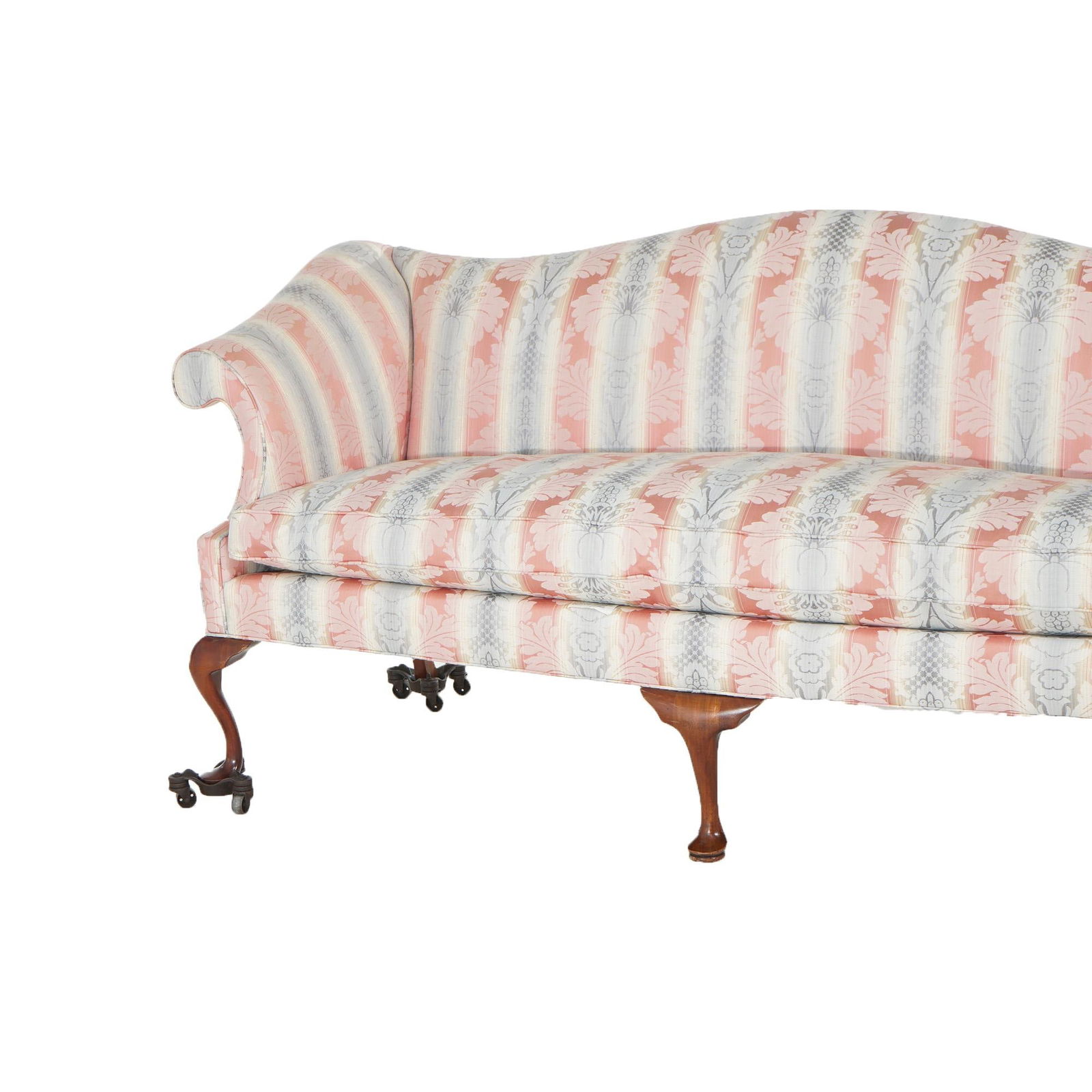 Vintage J. M. Walton Queen Anne Camel Back Sofa Floral Upholstery 20th Century - 5