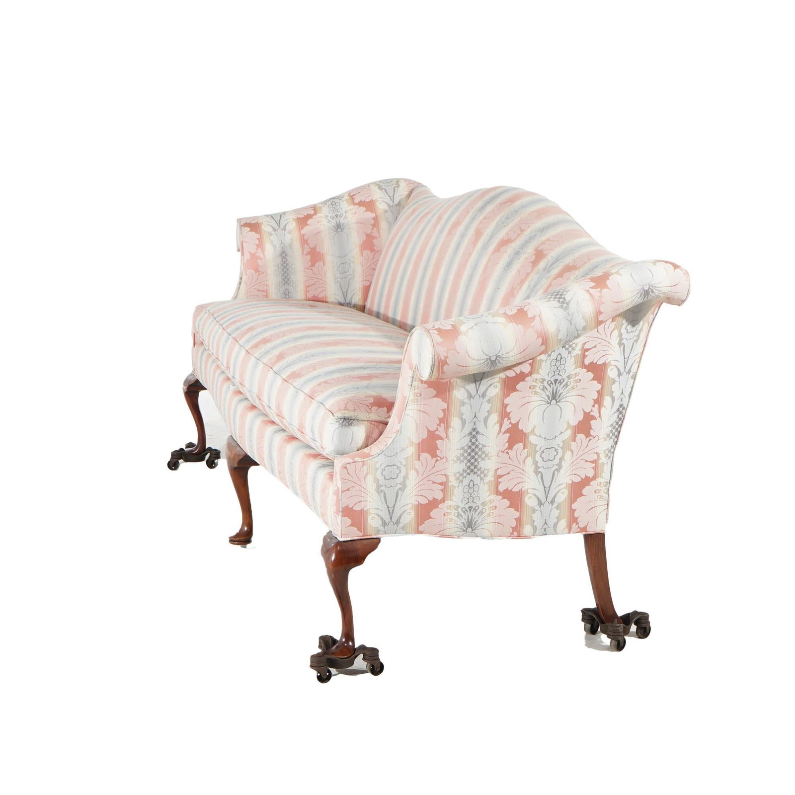 Vintage J. M. Walton Queen Anne Camel Back Sofa Floral Upholstery 20th Century - 6